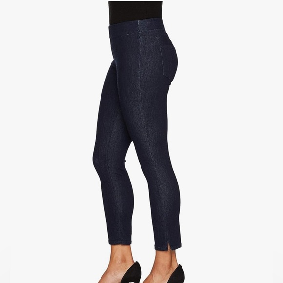 NYDJ Petite Pull up Skinny Dark Blue Denim Ankle Pull On Pant with slits. - Picture 3 of 9